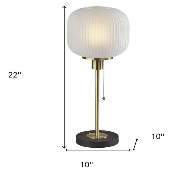 HomeRoots 22in. Ribbed Frosted Glass Dome Table Lamp