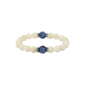 1928 Silver-Tone Mother of Pearl & Blue Bead Stretch Bracelet - image 1