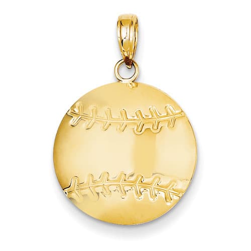 Gold Classics&#40;tm&#41; 14k. Diamond-Cut Baseball Pendant - image 