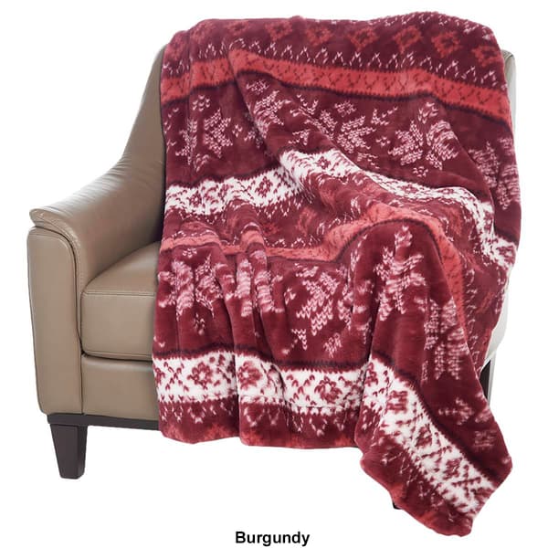 London Fog Faux Fur Fair Isle Snowflake Throw Boscov's