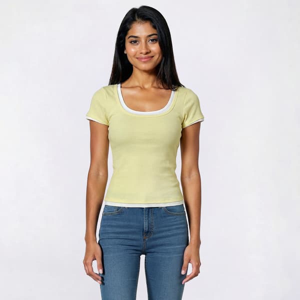 Juniors No Comment Short Sleeve Double Layer Tee