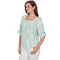 Womens Ruby Rd. Renaissance Romance Watercolor Floral Blouse - image 2