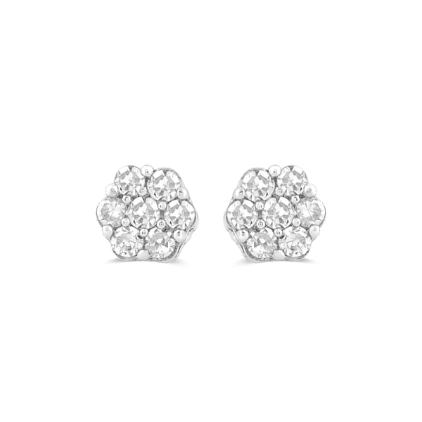 Nova Star® Sterling Silver Lab Grown Cirque Diamond Stud Earrings