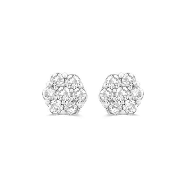 Nova Star® Sterling Silver Lab Grown Cirque Diamond Stud Earrings