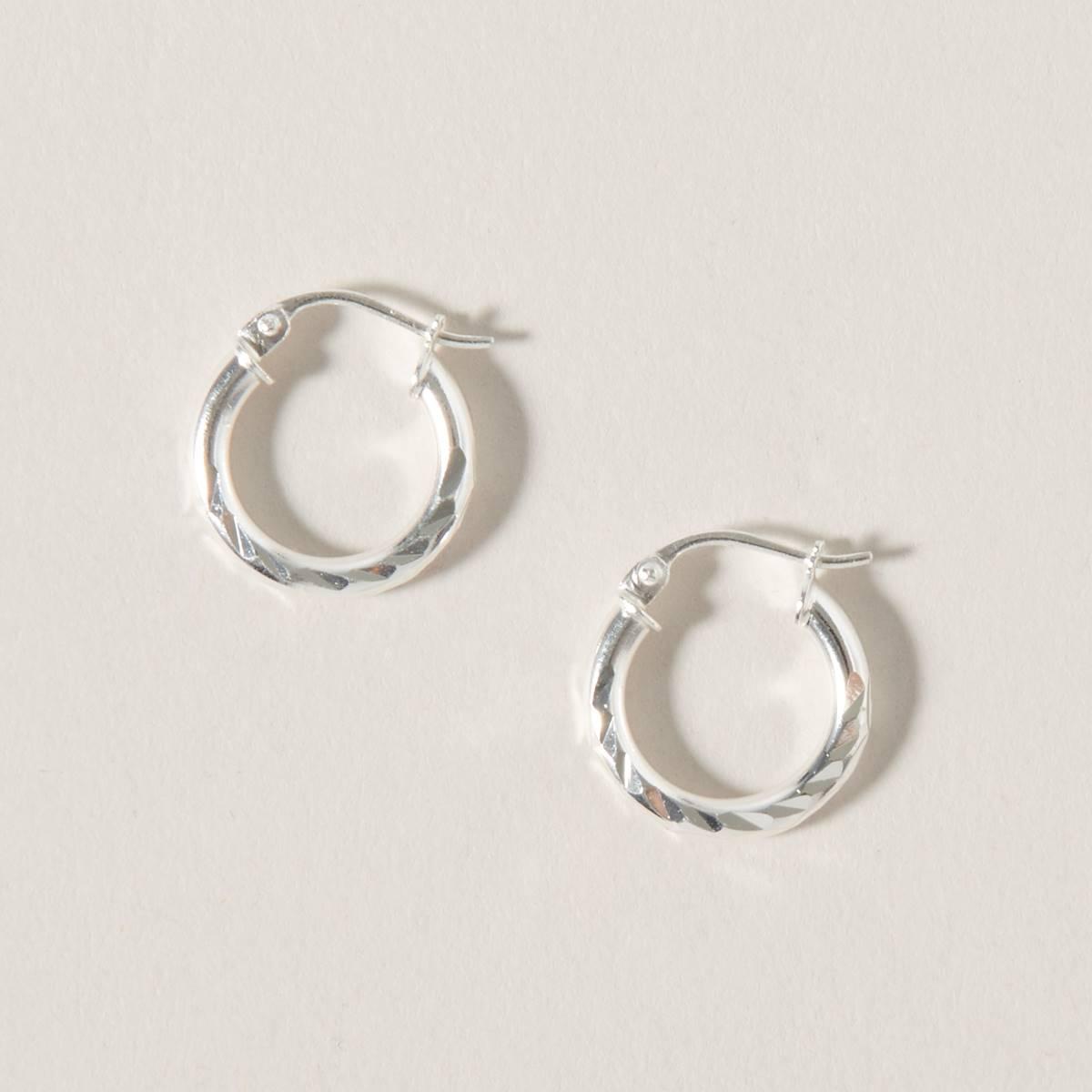 Designs by FMC Sterling Silver Sparkle Diamond Cut Hoop...