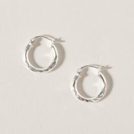 Sterling Silver 2.5mmx15mm Sparkle Diamond Cut Hoop Earrings