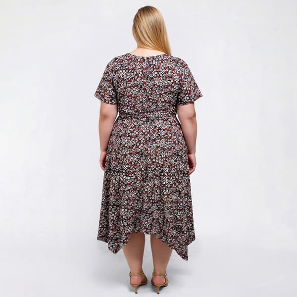 Plus Size Perceptions Short Sleeve Wrap Floral Dress