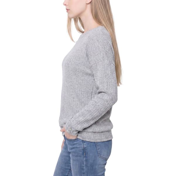 Womens NY Collection Long Sleeve Solid Rib Knit Sweater