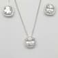 Silver Plated & Cubic Zirconia Halo Pendant Necklace Set - image 1
