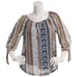 Juniors A. Byer Mix Print Mesh 3/4 Tie Sleeve Blouse - image 1