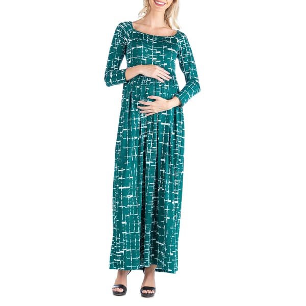 Womens 24/7 Comfort Apparel Maternity Pleated Maxi Dress - image 