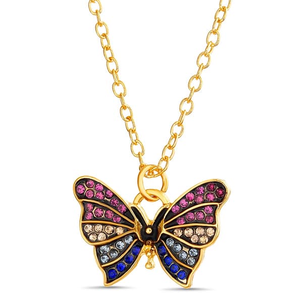 Crystal Kingdom Multi-Color Crystal Butterfly Pendant Necklace - image 