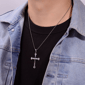 Mens Lynx Stainless Steel Cross Pendant - image 2
