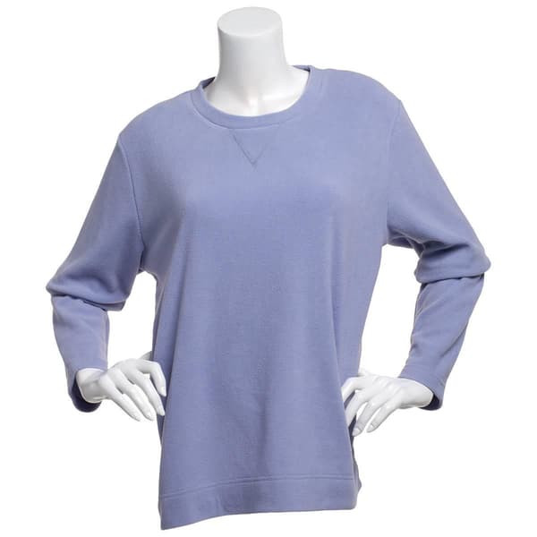 Plus Size Hasting & Smith Long Sleeve Solid Microfleece Sweater - image 