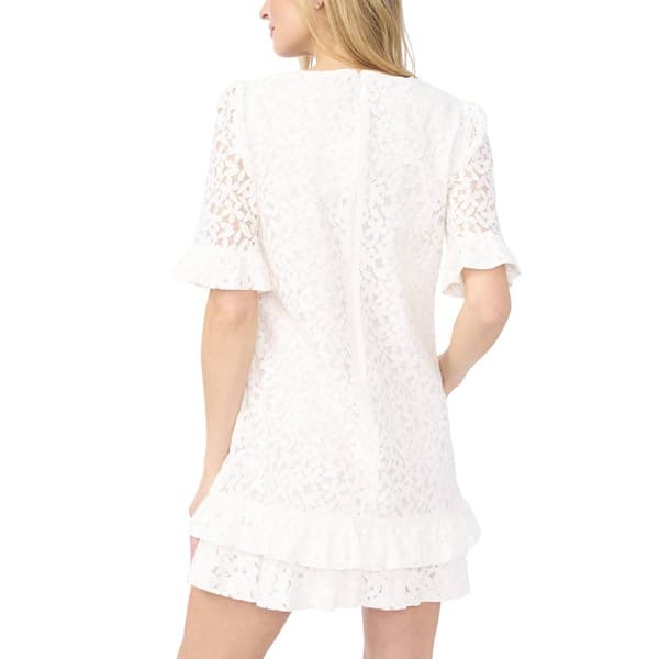 Womens Cece Elbow Sleeve V Neck Ruffle Hem A-Line Dress
