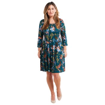 Petite Sami & Jo 3/4 Sleeve Seamed Panel Fit & Flare Dress - Boscov's