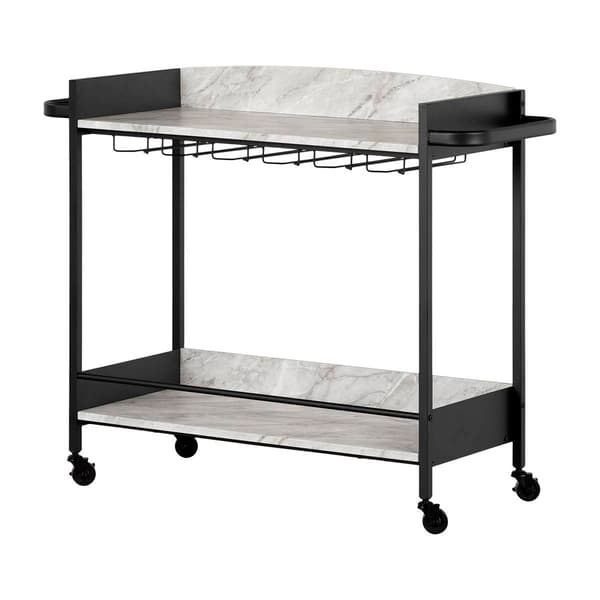 South Shore City Life Black Bar Cart w/Wine Glass Rack