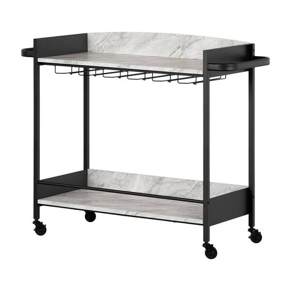 South Shore City Life Black Bar Cart w/Wine Glass Rack - image 