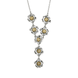 1928 Jewelry 18in. Two-Tone Crystal Flower Y-Necklace