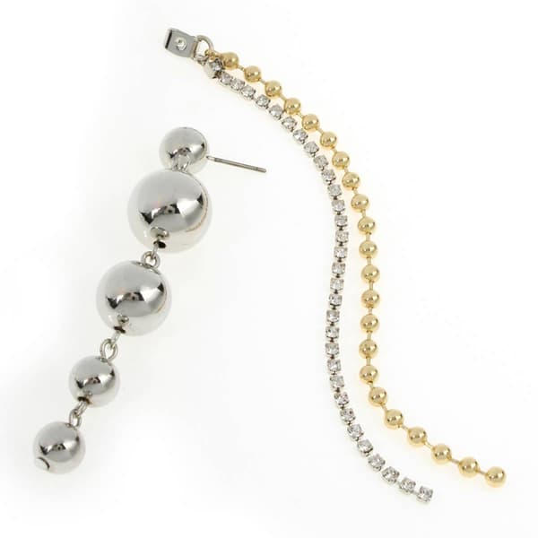Steve Madden Two Tone Sphere & Chain Front Back Dangle Earring