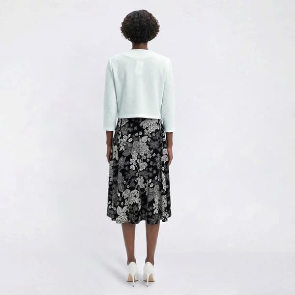 Womens Perceptions Beaded Trim Floral Fit & Flt Jacket Dress
