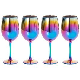 Circle Glass 15.7oz Rainbow Fusion Set of 4 Wine Glasses