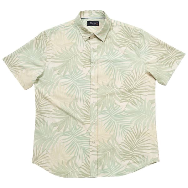 Mens Visitor Overlapping Ferns Button Down Shirt - Cream/Sage