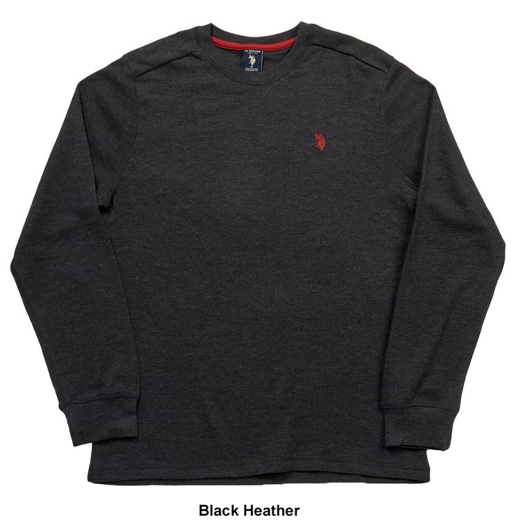 Mens U.S. Polo Assn.® Solid Crew Neck Waffle Knit Thermal