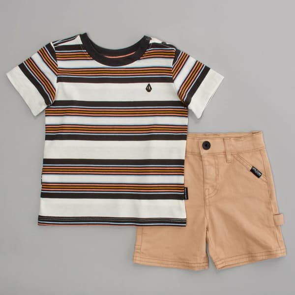 Baby Boy &#40;12-24M&#41; Volcom Short Sleeve Stripe Tee & Cargo Shorts - image 