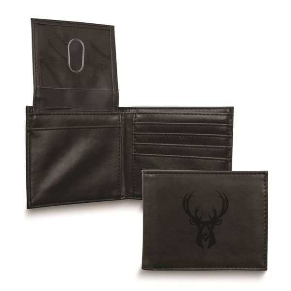 Mens NBA Milwaukee Bucks Faux Leather Bifold Wallet - image 