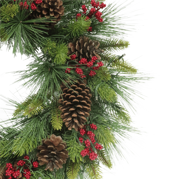 Puleo International Pre-Lit Christmas Wreath with Pinecones