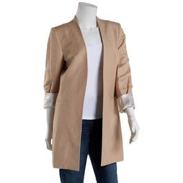Womens Calvin Klein Roll Tab Sleeve Open Long Linen Jacket