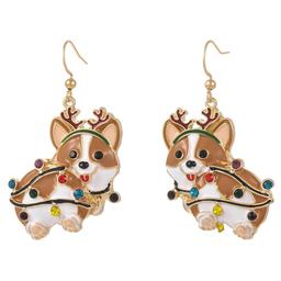 Corgi Wrapped in Christmas Lights Drop Earrings