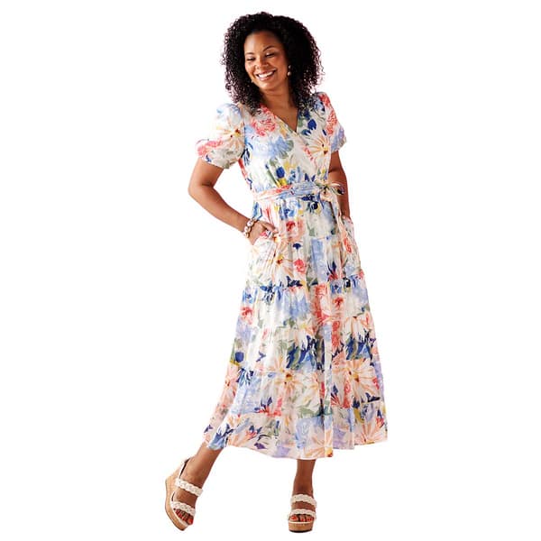 Womens MSK Puff Sleeve Floral Maxi Dress