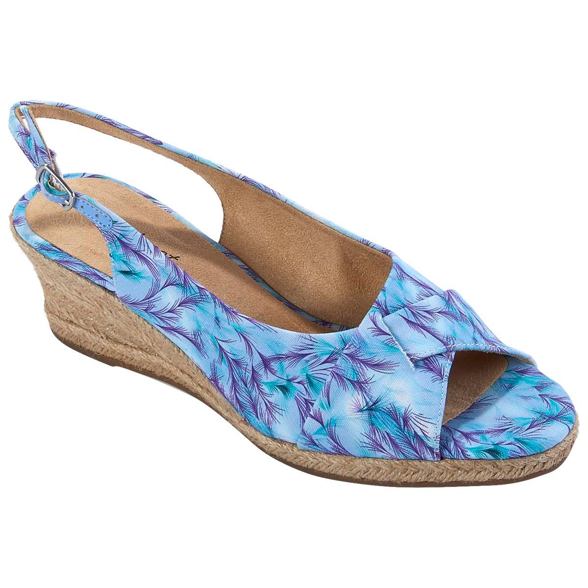 Womens Easy Street Devlin Espadrille Wedge Sandals - Blue