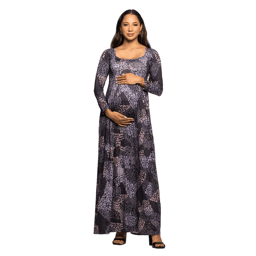 Womens 24/7 Comfort Apparel Empire Waist Print Maternity Dress