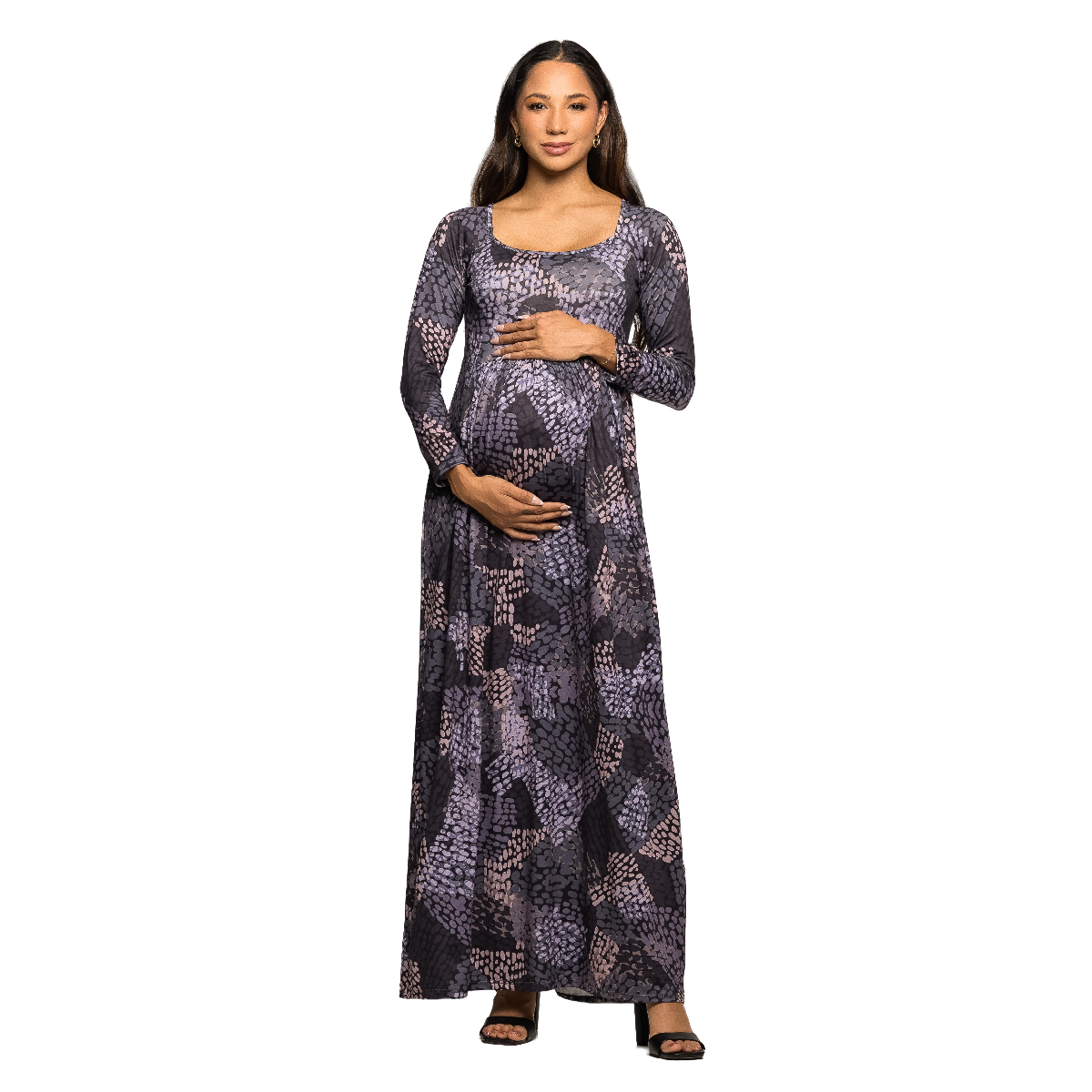 Womens 24/7 Comfort Apparel Empire Waist Print Maternity Dress