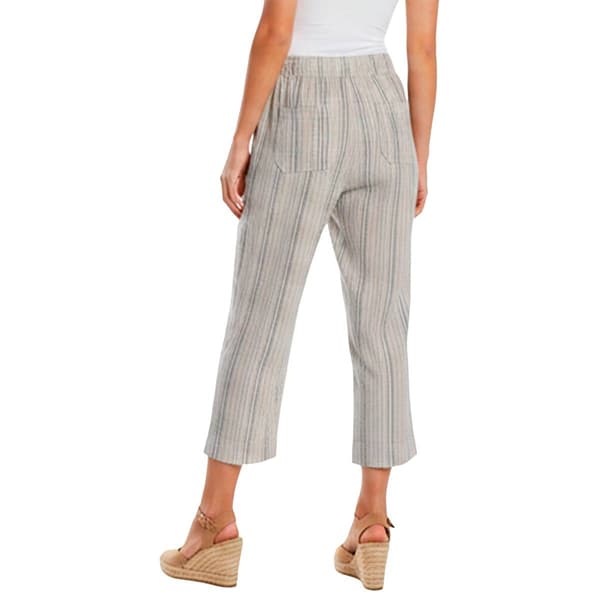 Womens Briggs Pull On Elastic Waist Stripe Linen Capris