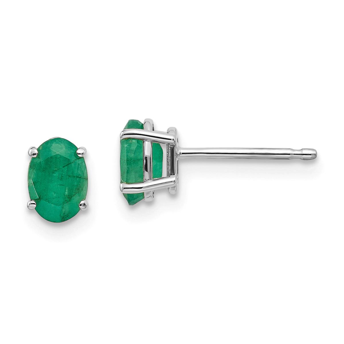 Gemstone Classics™ White Gold 6mm. Emerald Stud Earrings