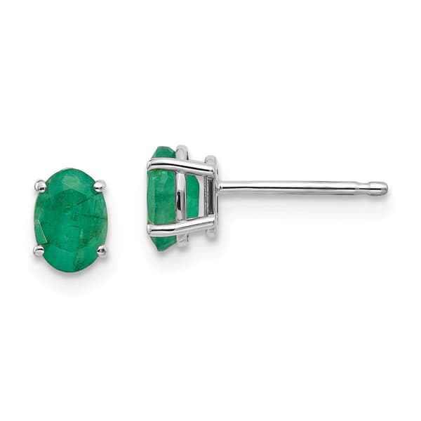 Gemstone Classics&#40;tm&#41; White Gold 6mm. Emerald Stud Earrings - image 