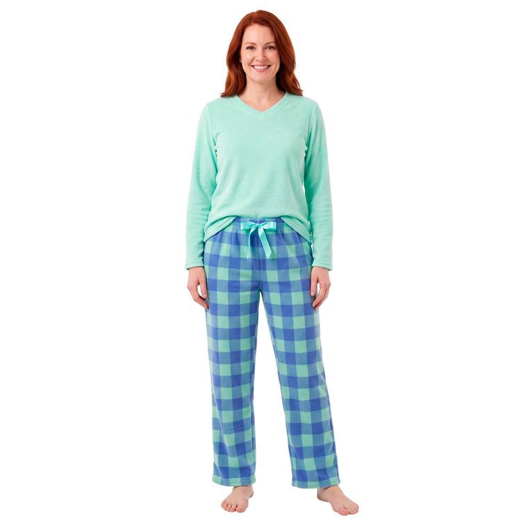 Womens Pink Laundry Plush Spearmint Folded Pajama Set