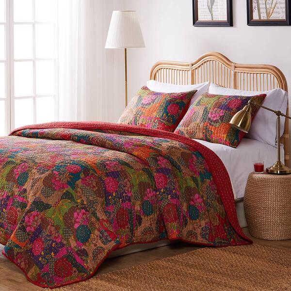 Greenland Home Fashions&#40;tm&#41; Jewel Kantha-style Quilt Set - image 