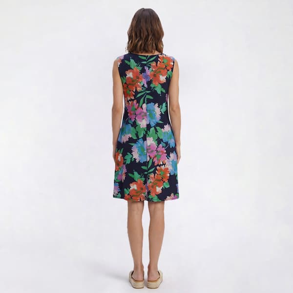 Womens Nina Leonard Sleeveless Floral Pocket Shift Dress