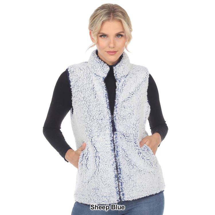 Womens White Mark Zip Up Sherpa Vest