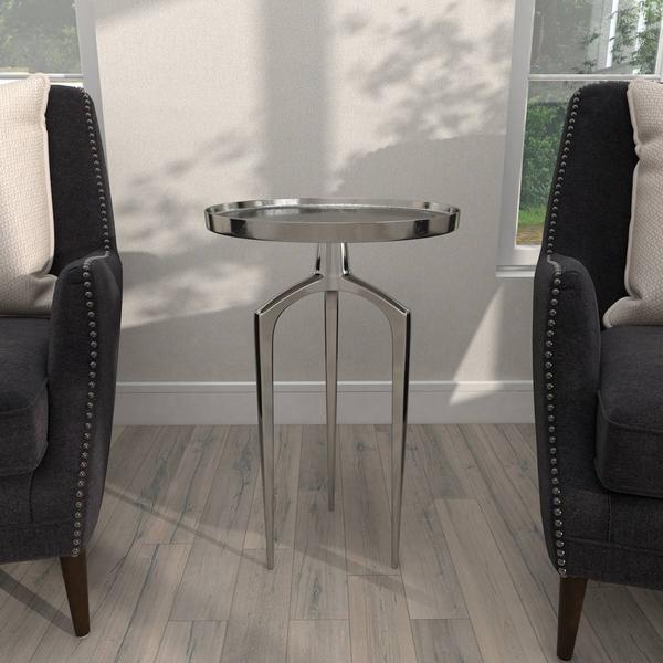 9th & Pike® Contemporary Silver Aluminum Raised Edge Accent Table