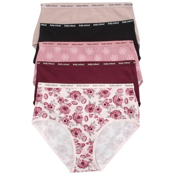 Womens Kathy Ireland 5pk. Mixed Rib/Plain Brief Panties 5PKBF1304 - image 