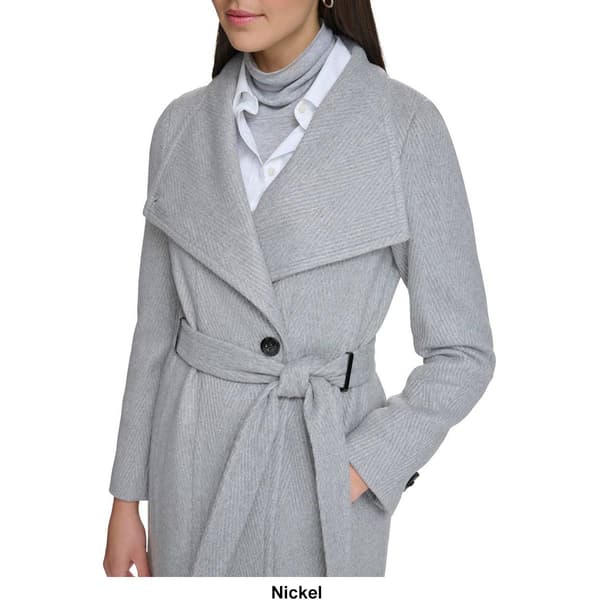 Womens Calvin Klein Belted Wool Wrap Coat