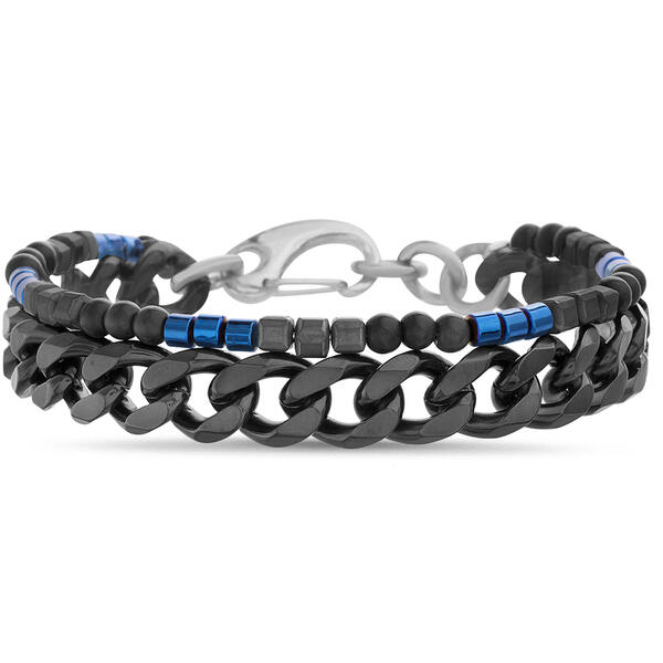 Mens Creed Stainless Steel Multi Color Gem Duo Bracelet Set - image 