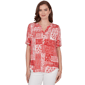 Womens Ruby Rd. French Riviera Elbow Sleeve Patchwork Henley Tee - image 1