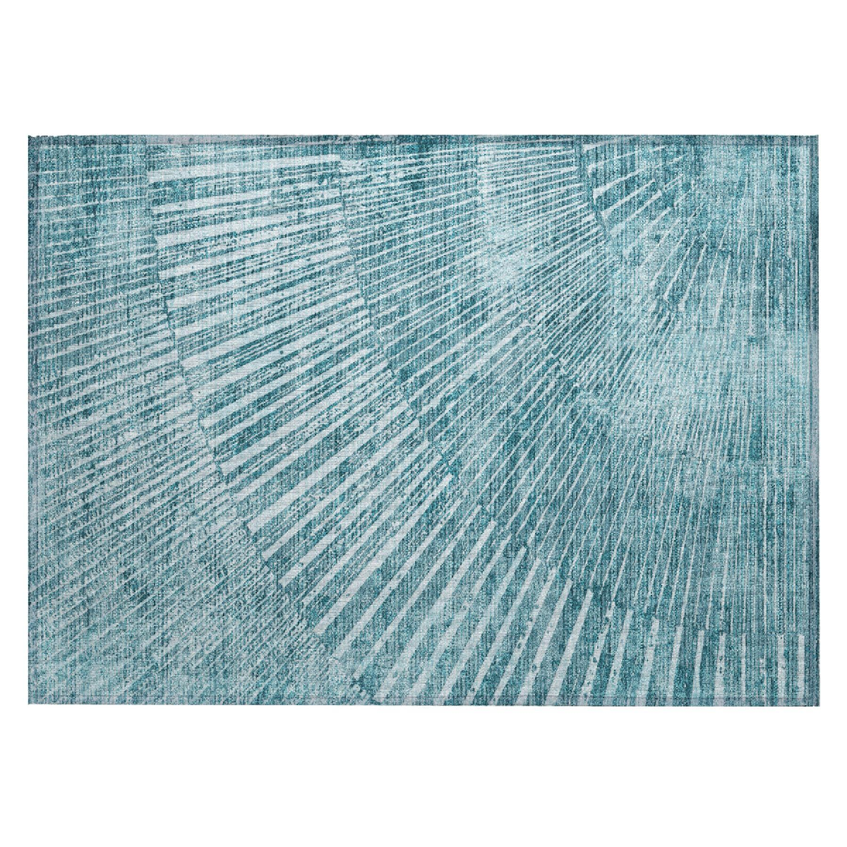 HomeRoots Indoor Outdoor Teal Abstract Non Skid Accent Rug